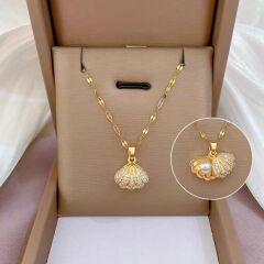 İnci İstiridye Gold Kolye