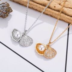 İnci İstiridye Gold Kolye