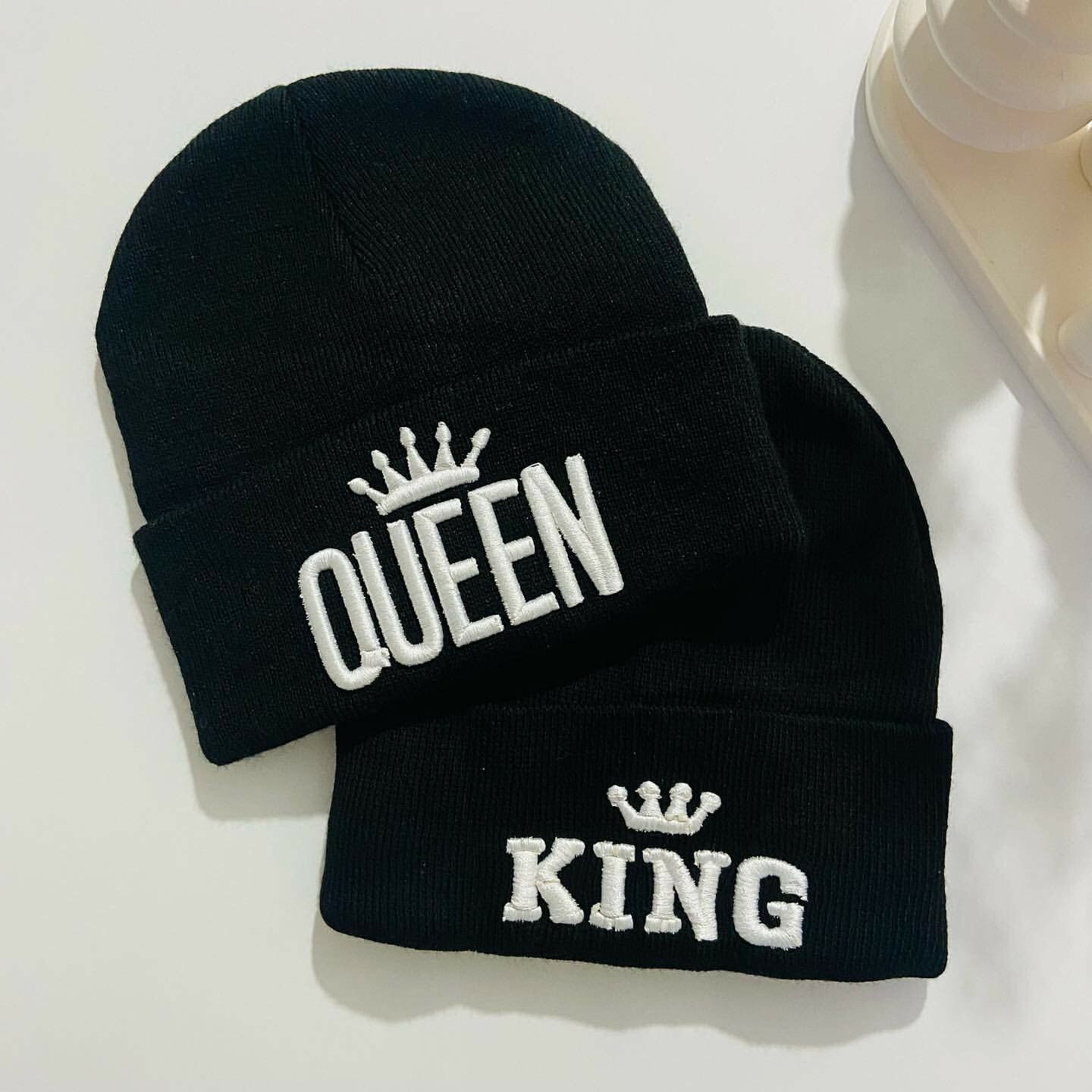 King Queen Nakışlı Bere Set