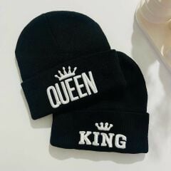 King Queen Nakışlı Bere Set