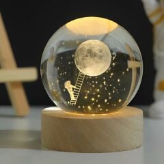 Ahşap Stand'lı Astronot Cam Küre