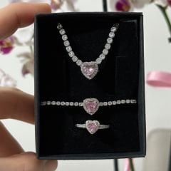 Pandora Pembe Kalp Su Yolu Set