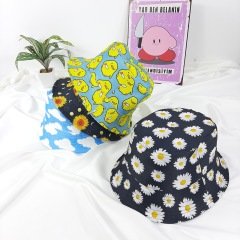 Papatya Desenli Siyah Bucket - Balıkçı Şapka