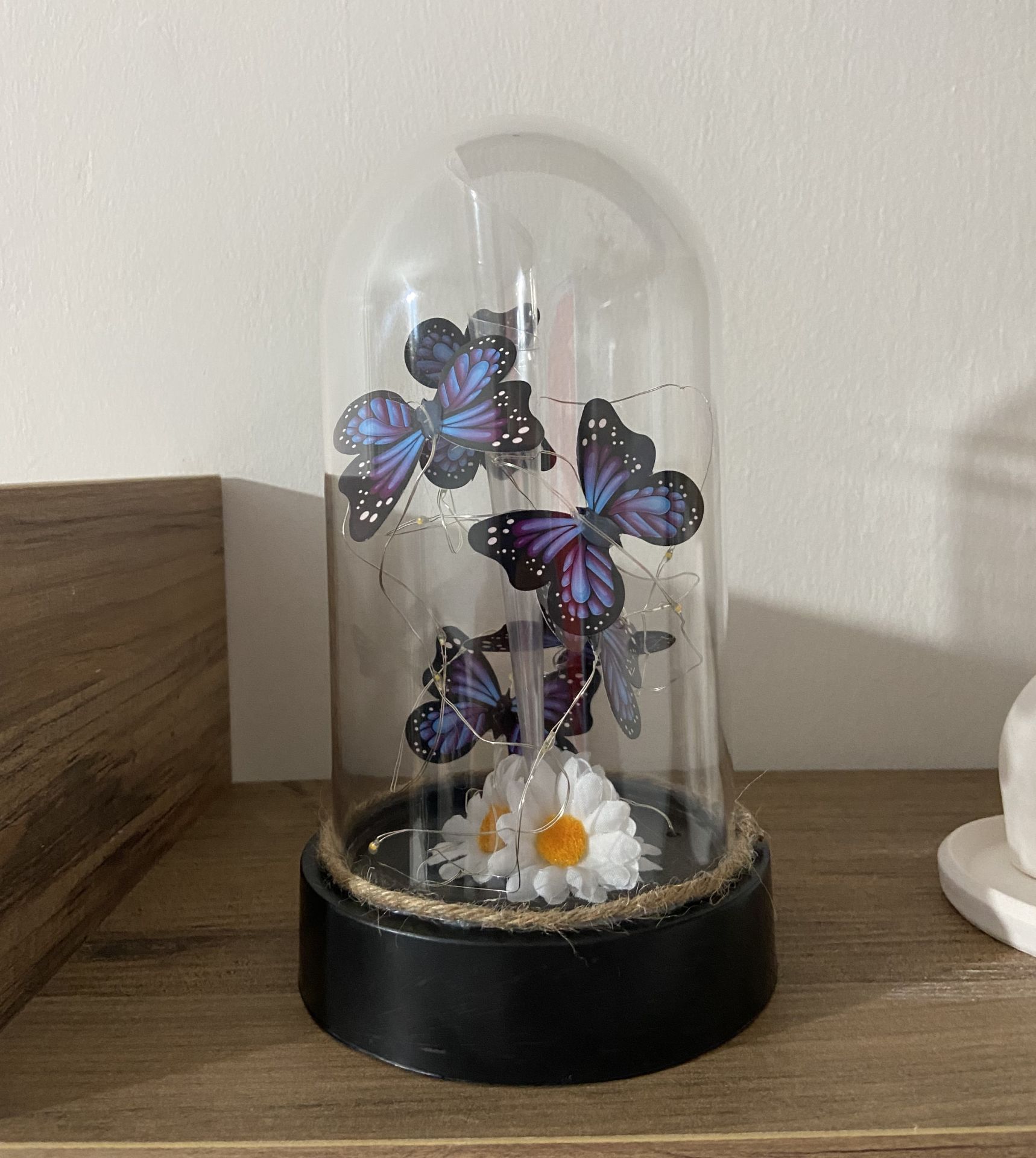 Sarı Peri Led'li 3 Modlu Siyah Lila Kelebek Fanus