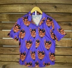 Mor Şeytan Desenli Unisex Gömlek
