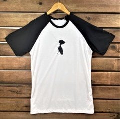 Siyah Gül Nakışlı Reglan Kol Unisex T-Shirt