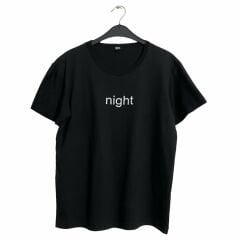 Night Baskılı Beyaz Unisex T-Shirt