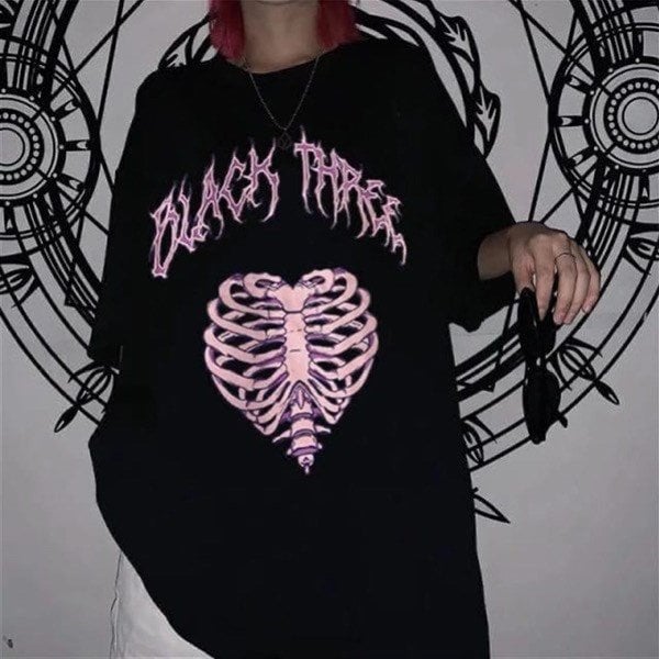 Harajuku Gothic Black Three Cage Oversize Unisex T-shirt