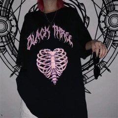 Harajuku Gothic Black Three Cage Oversize Unisex T-shirt