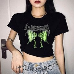 İskelet Kelebek Crop T-shirt