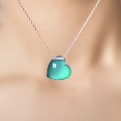 Kalp Model His Taşı Isıya Göre Renk Değiştiren Çelik Kolye