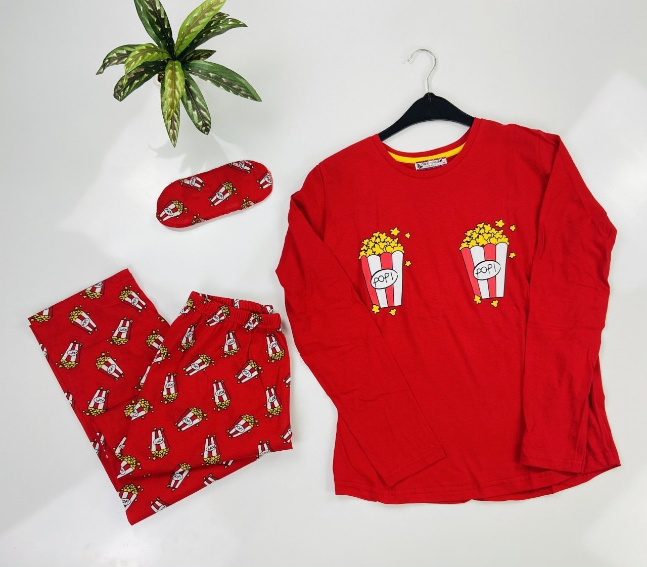 Popcorn Baskılı Uzun Pijama Takımı