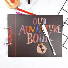 Adventure Book Tasarımlı Siyah Yaprak Fotoğraf Albümü