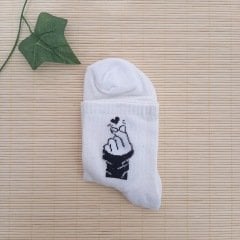 Heart Baskılı Çorap Beyaz