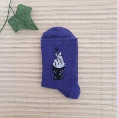 Heart Baskılı Çorap Mor