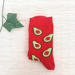 Avokado Baskılı Çorap - Kırmızı