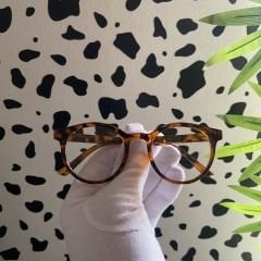 Retro Leopar Desenli Kemik Gözlük